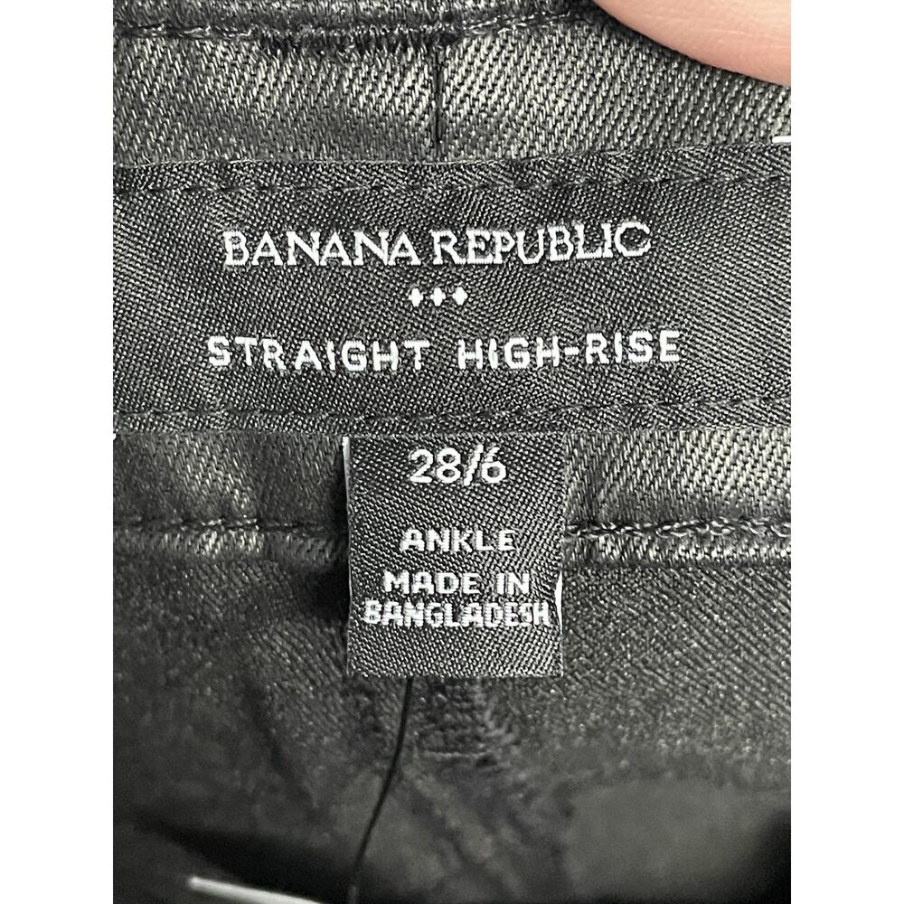Banana Republic Straight High Rise Ankle Jeans Womens 28 Black Coated Denim - Picture 9 of 12
